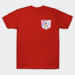 Pocket - Painterly Abstract Scribbles Multi T-Shirt